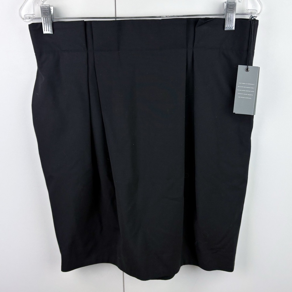 Proenza Schouler Wool Tuck Waist Skirt Mini Black Pleated Tropical NEW Size 8